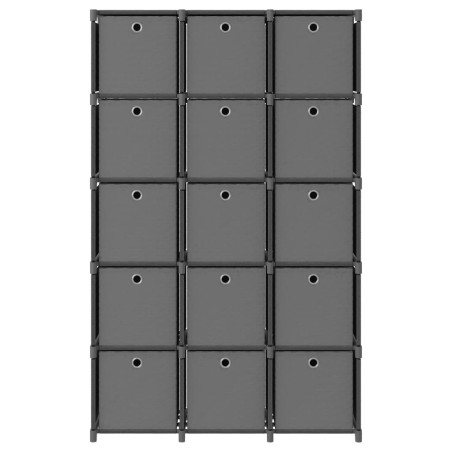 vidaXL Estantería de 15 cubos con cajas de tela gris 103x30x175,5 cm