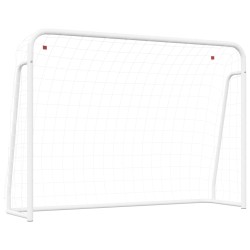 vidaXL Portería fútbol con red acero y poliéster blanco 214x75x152 cm 