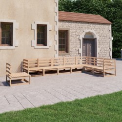 vidaXL Juego de muebles de jardín 8 piezas madera maciza de pino