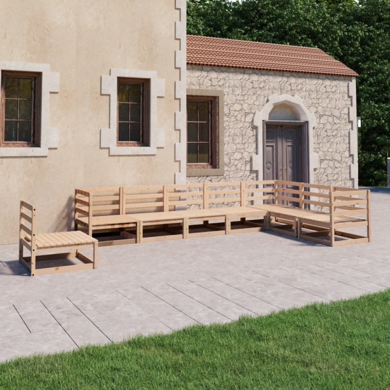 vidaXL Juego de muebles de jardín 8 piezas madera maciza de pino vidaXL Juego de muebles de jardín 8 piezas madera maciza de pino