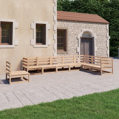 vidaXL Juego de muebles de jardín 8 piezas madera maciza de pino