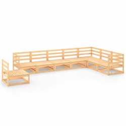 vidaXL Juego de muebles de jardín 8 piezas madera maciza de pino