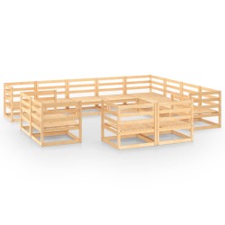 vidaXL Juego de muebles de jardín 12 piezas madera maciza de pino