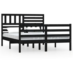 vidaXL Estructura de cama de madera maciza negra 140x200 cm