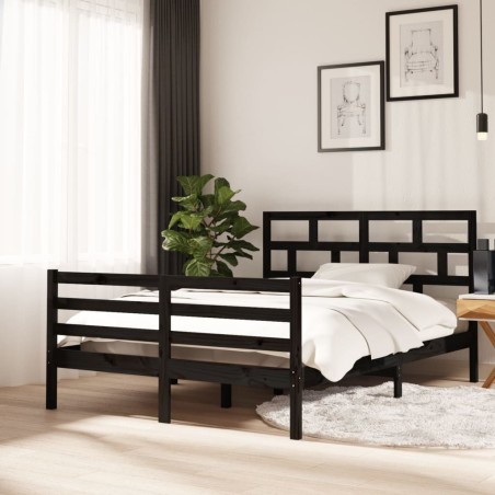 vidaXL Estructura de cama de madera maciza de pino negro 140x200 cm