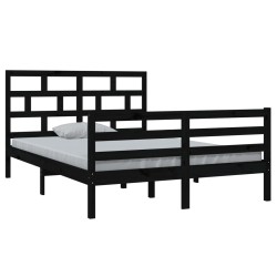 vidaXL Estructura de cama de madera maciza de pino negro 140x200 cm