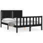 vidaXL Estructura de cama con cabecero madera maciza negro 140x200 cm vidaXL Estructura de cama con cabecero madera maciza negro 140x200 cm