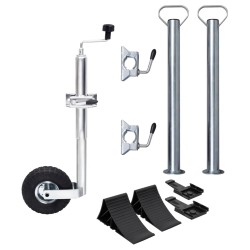 vidaXL Rueda de remolque 48 mm con 2 tubos de soporte y 3 abrazaderas