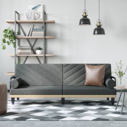 vidaXL Sofá cama con reposabrazos tela gris oscuro