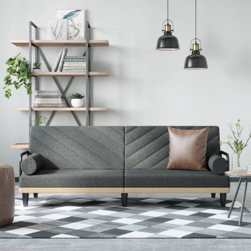 vidaXL Sofá cama con reposabrazos tela gris oscuro vidaXL Sofá cama con reposabrazos tela gris oscuro