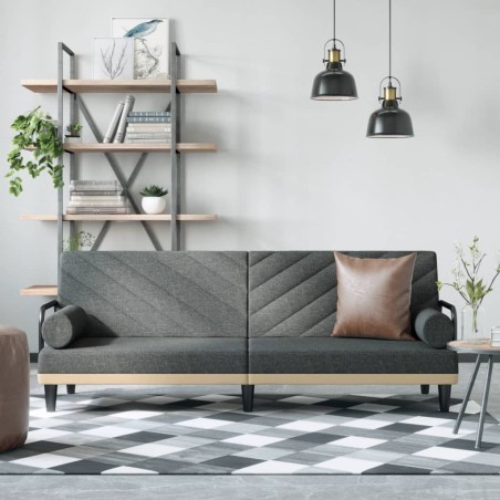 vidaXL Sofá cama con reposabrazos tela gris oscuro