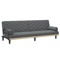 vidaXL Sofá cama con reposabrazos tela gris oscuro