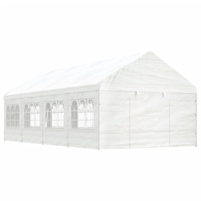 vidaXL Cenador con techo polietileno blanco 8,92x4,08x3,22 m