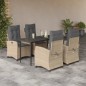 vidaXL Set comedor de jardín 5 pzas con cojines ratán sintético beige vidaXL Set comedor de jardín 5 pzas con cojines ratán sintético beige