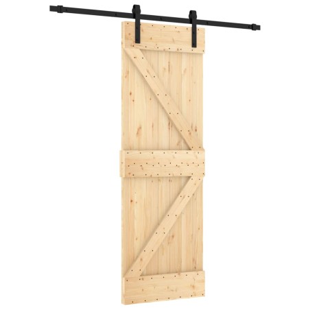vidaXL Puerta corredera con herrajes madera maciza de pino 70x210 cm