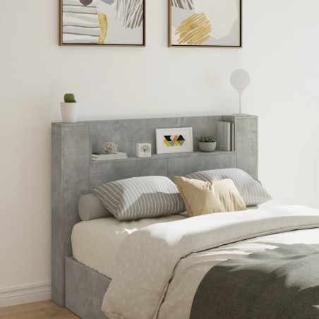 vidaXL Cabecero de cama con luz LED gris hormigón 140x16,5x103,5 cm