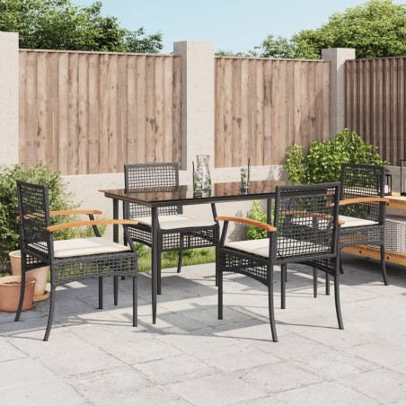 vidaXL Set de muebles jardín 5 pzas con cojines ratán sintético negro