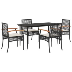 vidaXL Set de muebles jardín 5 pzas con cojines ratán sintético negro