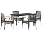 vidaXL Set de muebles jardín 5 pzas con cojines ratán sintético negro vidaXL Set de muebles jardín 5 pzas con cojines ratán sintético negro