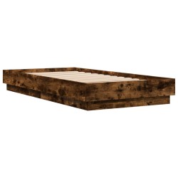 vidaXL Estructura de cama madera de ingeniería roble ahumado 90x190 cm