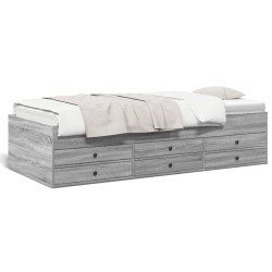 vidaXL Tumbona con cajones madera ingeniería gris Sonoma 75x190 cm