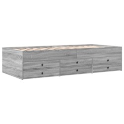 vidaXL Tumbona con cajones madera ingeniería gris Sonoma 75x190 cm