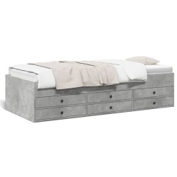 vidaXL Tumbona con cajones madera ingeniería gris hormigón 75x190 cm