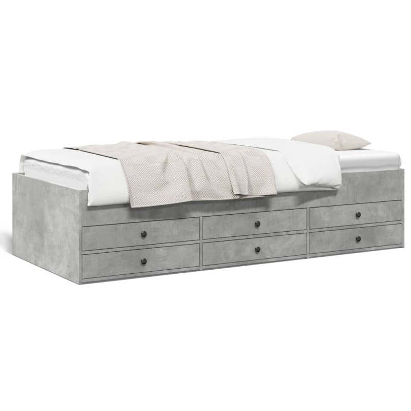 vidaXL Tumbona con cajones madera ingeniería gris hormigón 75x190 cm vidaXL Tumbona con cajones madera ingeniería gris hormigón 75x190 cm