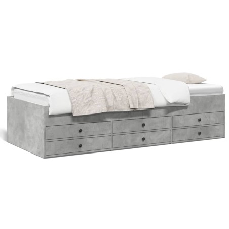 vidaXL Tumbona con cajones madera ingeniería gris hormigón 75x190 cm