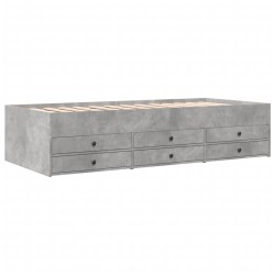 vidaXL Tumbona con cajones madera ingeniería gris hormigón 75x190 cm