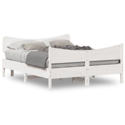 vidaXL Estructura de cama con cabecero madera de pino blanco 150x200cm