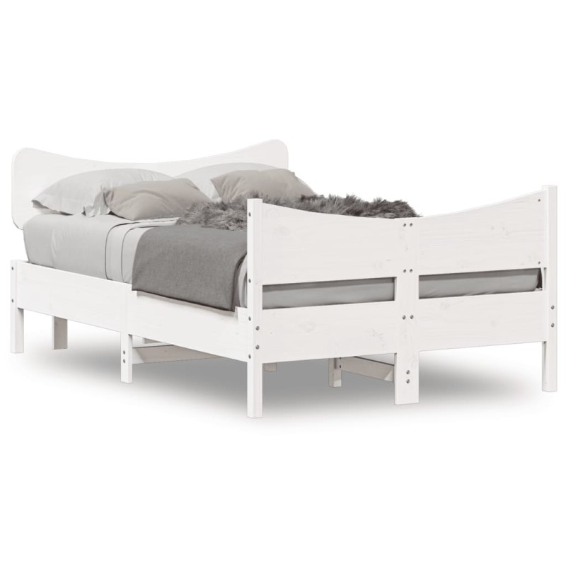 vidaXL Estructura de cama con cabecero madera pino blanco 120x200 cm vidaXL Estructura de cama con cabecero madera pino blanco 120x200 cm