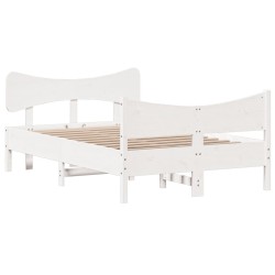 vidaXL Estructura de cama con cabecero madera pino blanco 120x200 cm