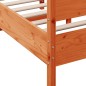 vidaXL Estructura cama con cabecero madera pino marrón cera 135x190 cm
