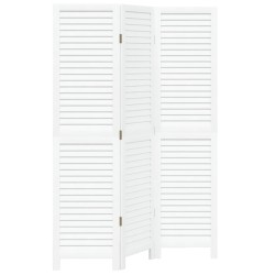 vidaXL Biombo separador de 3 paneles madera maciza Paulownia blanco