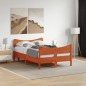 vidaXL Estructura cama con cabecero madera pino marrón cera 120x190 cm vidaXL Estructura cama con cabecero madera pino marrón cera 120x190 cm