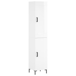 vidaXL Aparador alto madera contrachapada blanco brillo 34,5x34x180 cm