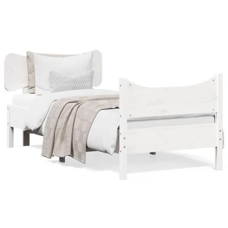 vidaXL Estructura de cama con cabecero madera pino blanco 90x190 cm