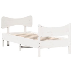 vidaXL Estructura de cama con cabecero madera pino blanco 90x190 cm