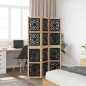 vidaXL Biombo separador 3 paneles madera maciza Paulownia marrón negro vidaXL Biombo separador 3 paneles madera maciza Paulownia marrón negro