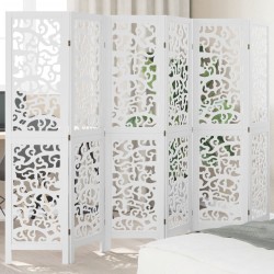 vidaXL Biombo separador de 6 paneles madera maciza Paulownia blanco