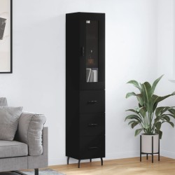vidaXL Aparador de madera contrachapada negro 34,5x34x180 cm