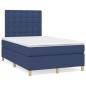 vidaXL Cama box spring con colchón y luces LED tela azul 120x190 cm
