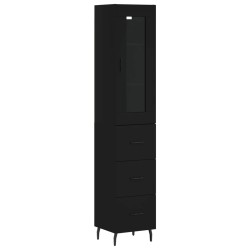 vidaXL Aparador de madera contrachapada negro 34,5x34x180 cm
