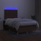 vidaXL Cama box spring con colchón y LED tela marrón oscuro 120x190 cm