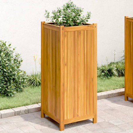 vidaXL Jardinera con forro madera maciza de acacia 42x42x100 cm