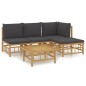 vidaXL Set de muebles de jardín 5 piezas bambú con cojines gris oscuro vidaXL Set de muebles de jardín 5 piezas bambú con cojines gris oscuro