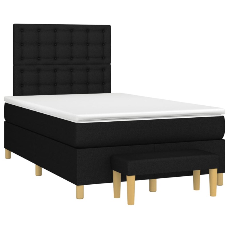 vidaXL Cama box spring con colchón tela negro 120x190 cm vidaXL Cama box spring con colchón tela negro 120x190 cm