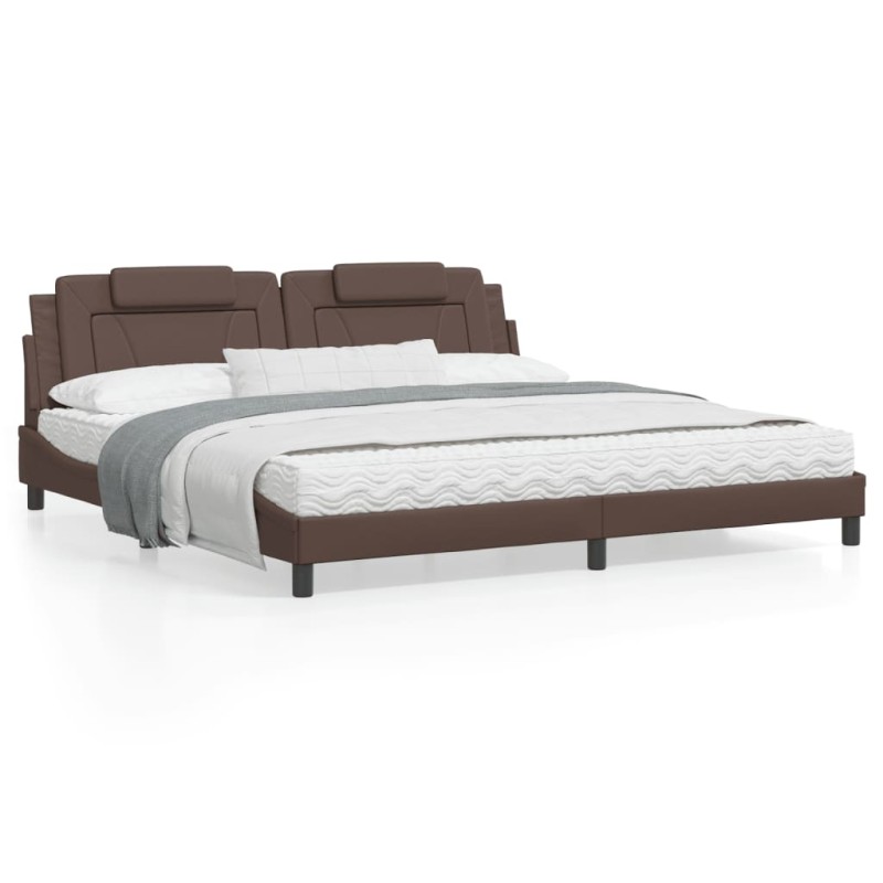 vidaXL Cama con colchón cuero sintético marrón 200x200 cm vidaXL Cama con colchón cuero sintético marrón 200x200 cm