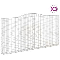 vidaXL Cestas de gaviones 3 uds forma de arco hierro 400x30x200/220 cm